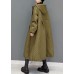 Green Plaid Fine Cotton Filled coats drawstring Zip Up Winter