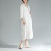 baggy cotton sundress plus size Two Pieces Set V Neck Three Quarter Sleeve White Dress