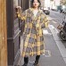 Fashion yellow Plaid coats casual Notched outwear 2018 pockets tassel Coats