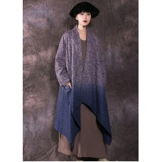 Boho Blue Print Pockets Fine Cotton Filled Winter wrap coat