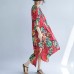 New red cotton blended dresses casual print Half sleeve cotton blended dress casual o neck dresses