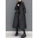 Women Black Hooded Pockets Fine Cotton Filled Witner Coat Winter